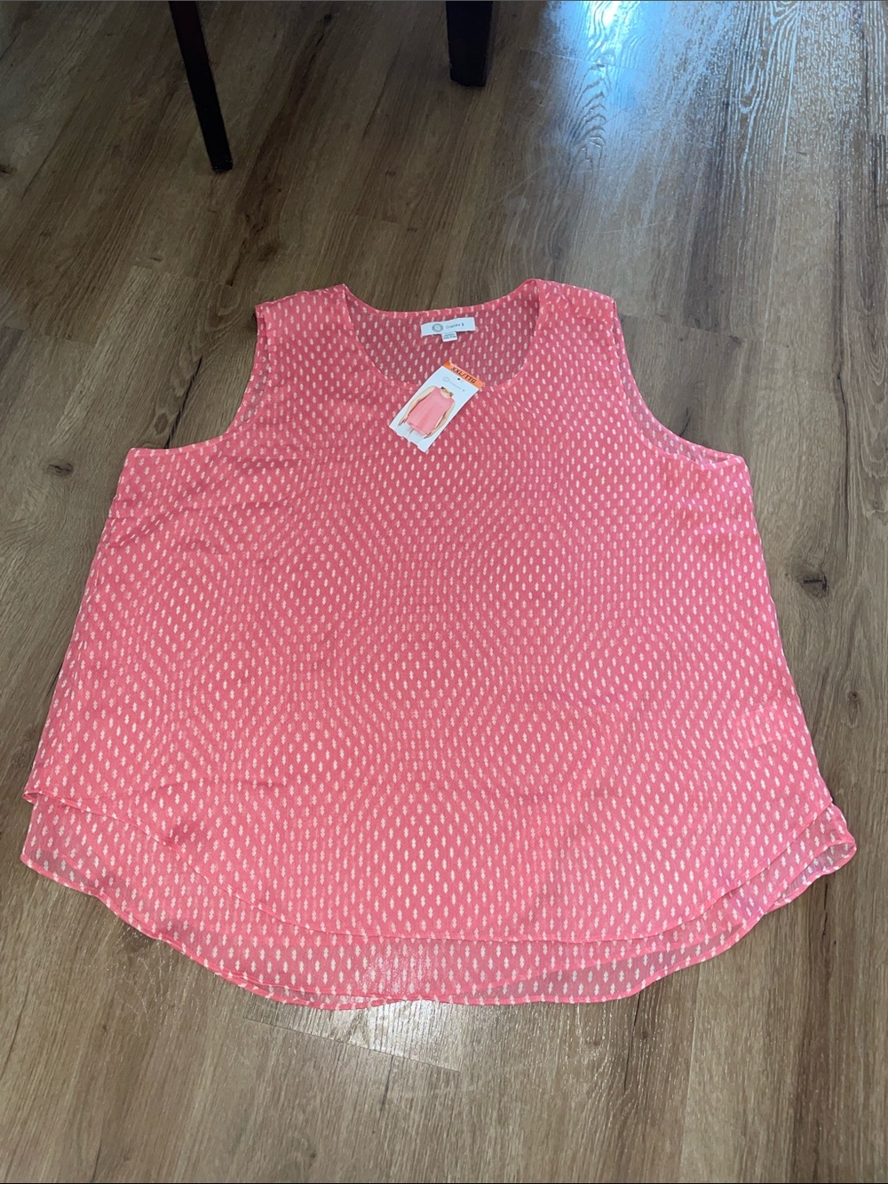 Cristina B Sleeveless Coral Printed V-Neck Blouse XXL